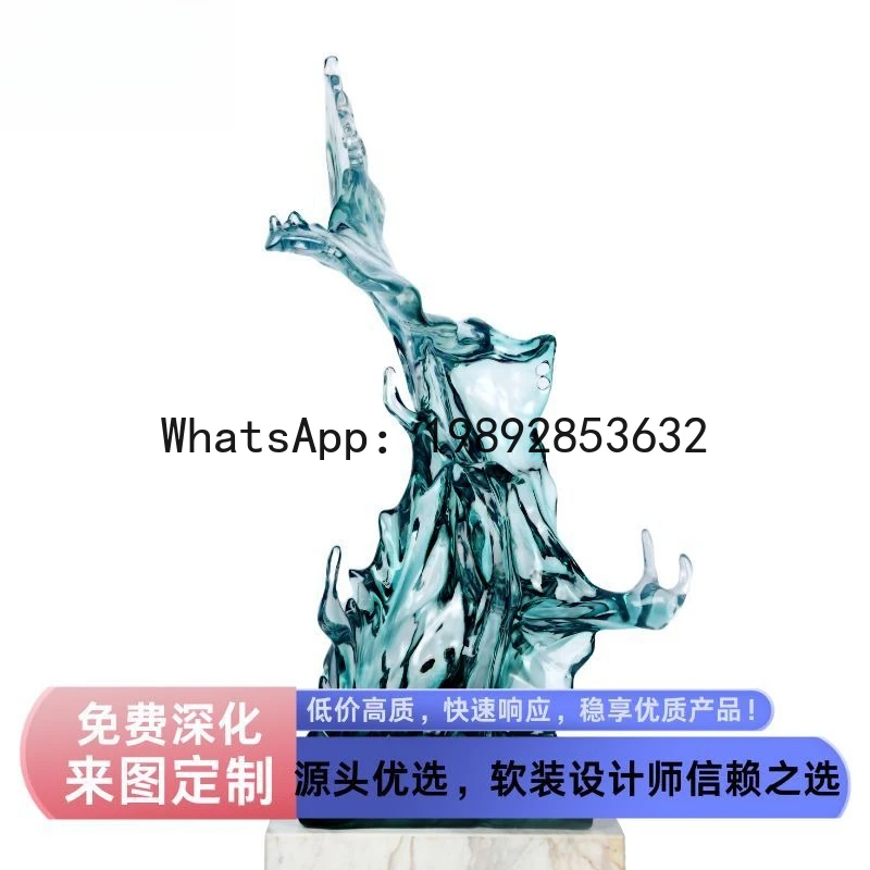 CZ Decorations Ornaments Platinum Crystal Transparent Resin Abstract Water Flower Sculpture Model Room Villa Aisle Art Ornaments
