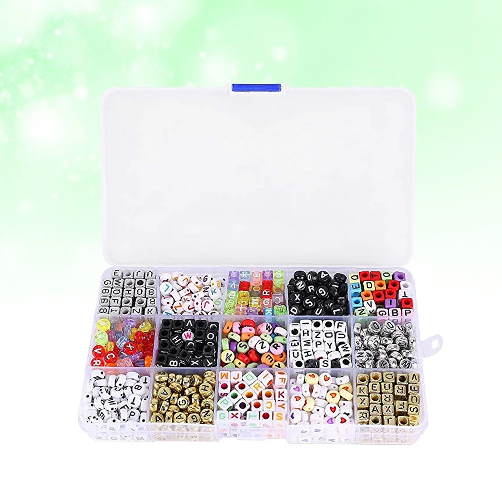 1100 قطعة مختلط الاكريليك الأبجدية رسالة الخرز مكعب دلايات مسطحة للأربطة المطاطية تلوح في الأفق أساور الحرف الأبجدية رسالة الخرز #2