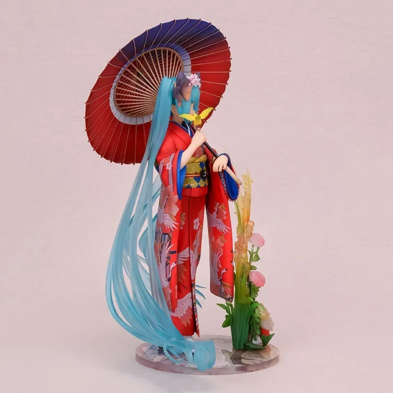 Hatsune Miku Anime Mädchen Figuren Mitte Herbst Festival Tiefsee Gemusterte Kleidung mit Regenschirme Miku Puppe Modell Kinder Spielzeug Geschenk