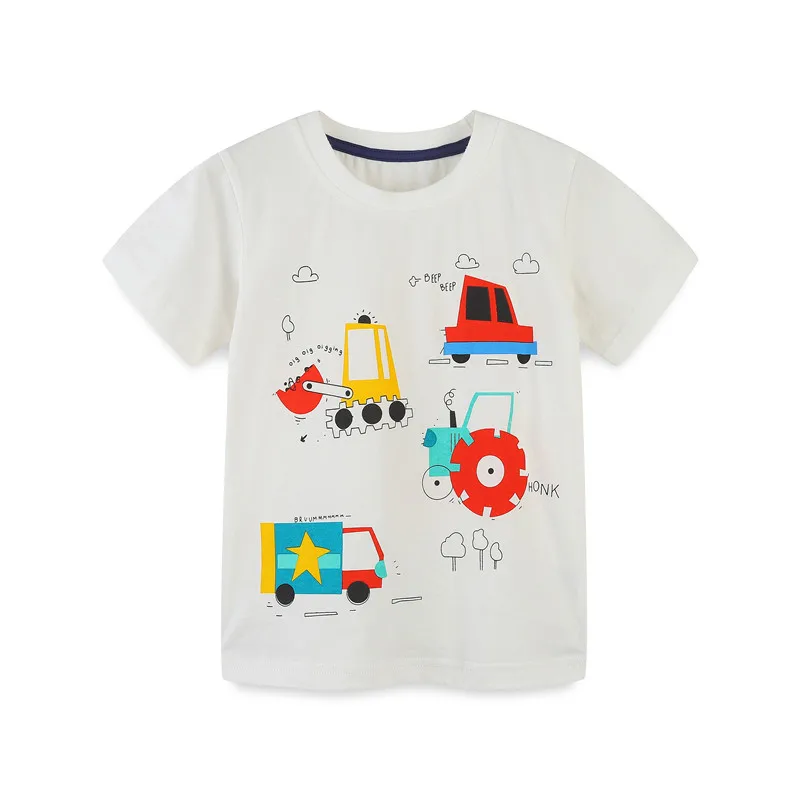 

Jumping Meters Children's Tees With Cartoon Cars Print Summer Boys Girls T Shirts Hot Selling Toddler Kids Tops Costume Shirts