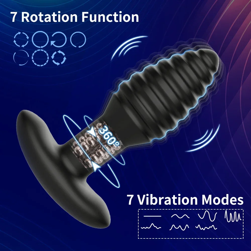 360 ° Prostate Massager Dildo Penetration 7 Mode Vibration Rotate Analplug Vibrator Stimulate G Spot Masturbation Butt Plug 18+