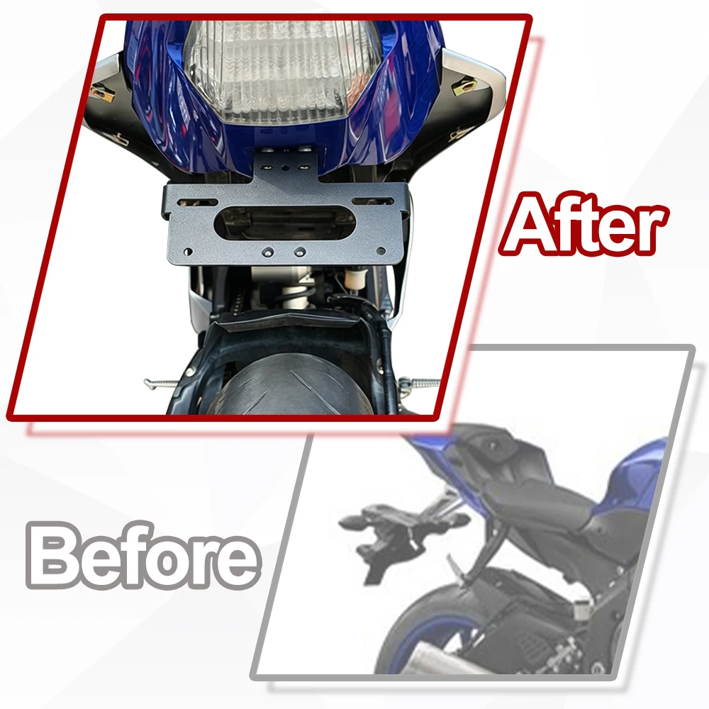 Fit For Yamaha YZF-R6 R6 2006-2023 Rear Tail Tidy Fender Eliminator Kit License Plate Holder Bracket Black Motorcycle Aluminum