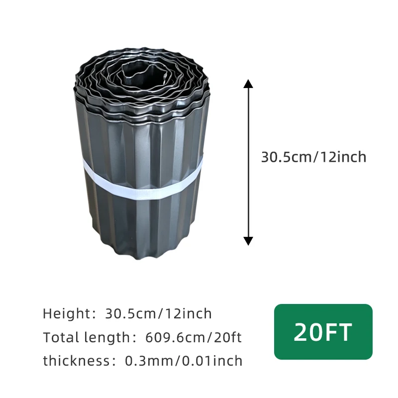 Metal Garden Edging 12 Inch x 20 Ft Corrugated Steel Lawn Border, Landscape Edging Fence for Flower Beds, Yard and Garden