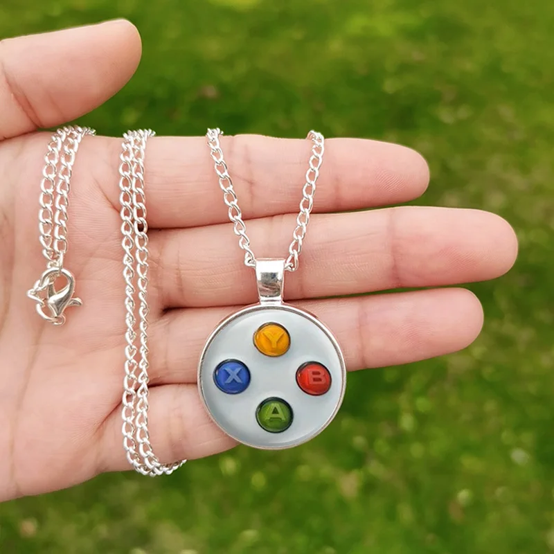 Retro Game Console Necklace Glass Pendant Gamepad Controller Fashion Choker Necklaces Valentine's Day Gift Jewellery