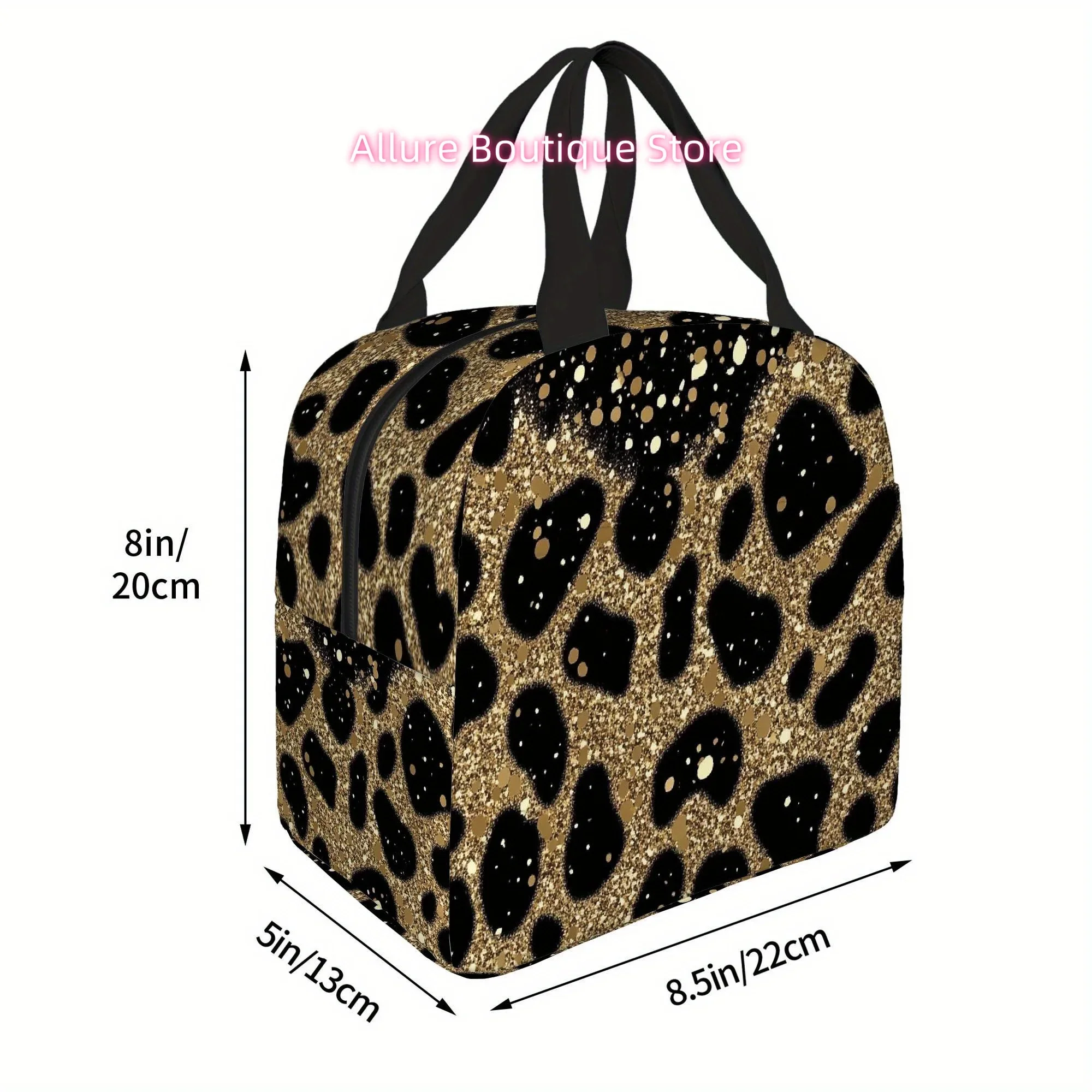 1pc, Golden Glitter on Black Background Pattern. Printed Thermal Bag, Insulation Bag, Insulated Bag. Not for Food Contact. Suita