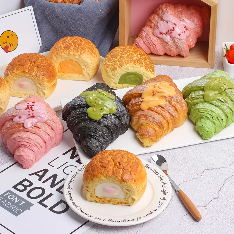 Artificial Bread Croissant Soft Fake Bread Model Scale Fragrance Props Toy Model Food Play Simulation Home Decor Decoración