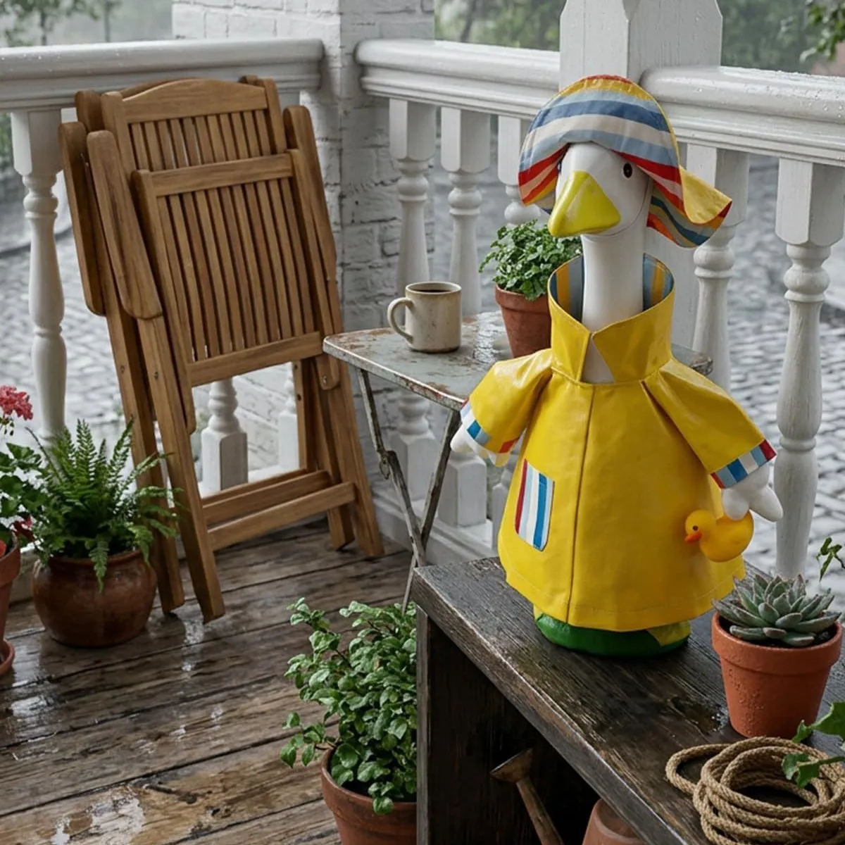 Porch Goose Yellow Raincoat Costume Set With Umbrella And Hat Garden Lawn Goose Decoration Outfit Goose Not Included