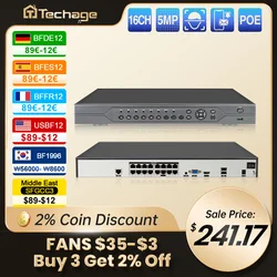 Techage h.265 5mp 4mp 3mp 2mp 16ch poe nvr netzwerk vcr ip kamera gesichts erkennung cctv video sicherheits überwachungs system p2p