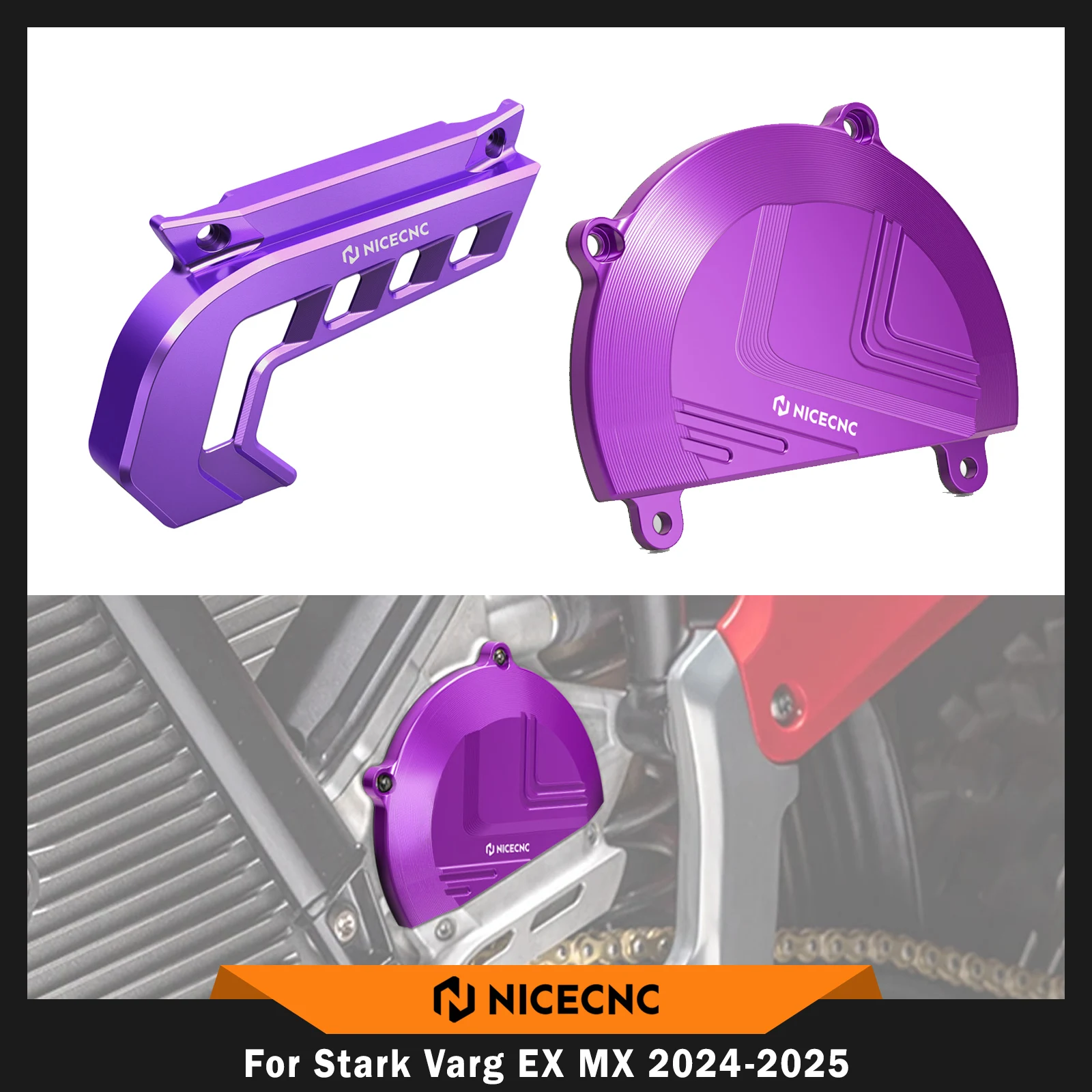 

NICECNC For Stark Varg EX For Stark Varg MX 2024-2025 Left Motor Cover Guard & Sprocket Cover Chain Guard Electric Dirt Bike