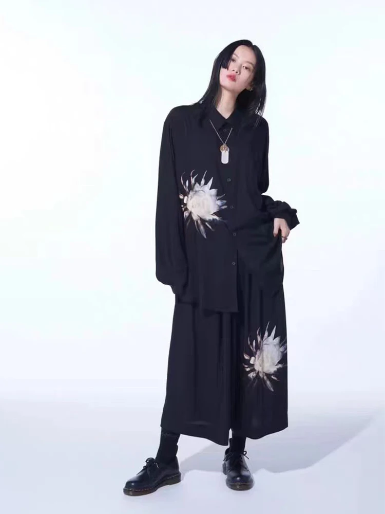 2025 Yamamoto-Style Pants Printed Skirt Pants Casual Loose Cool And Breathable Nine-Inch Wide-Leg Pants For Men And Women
