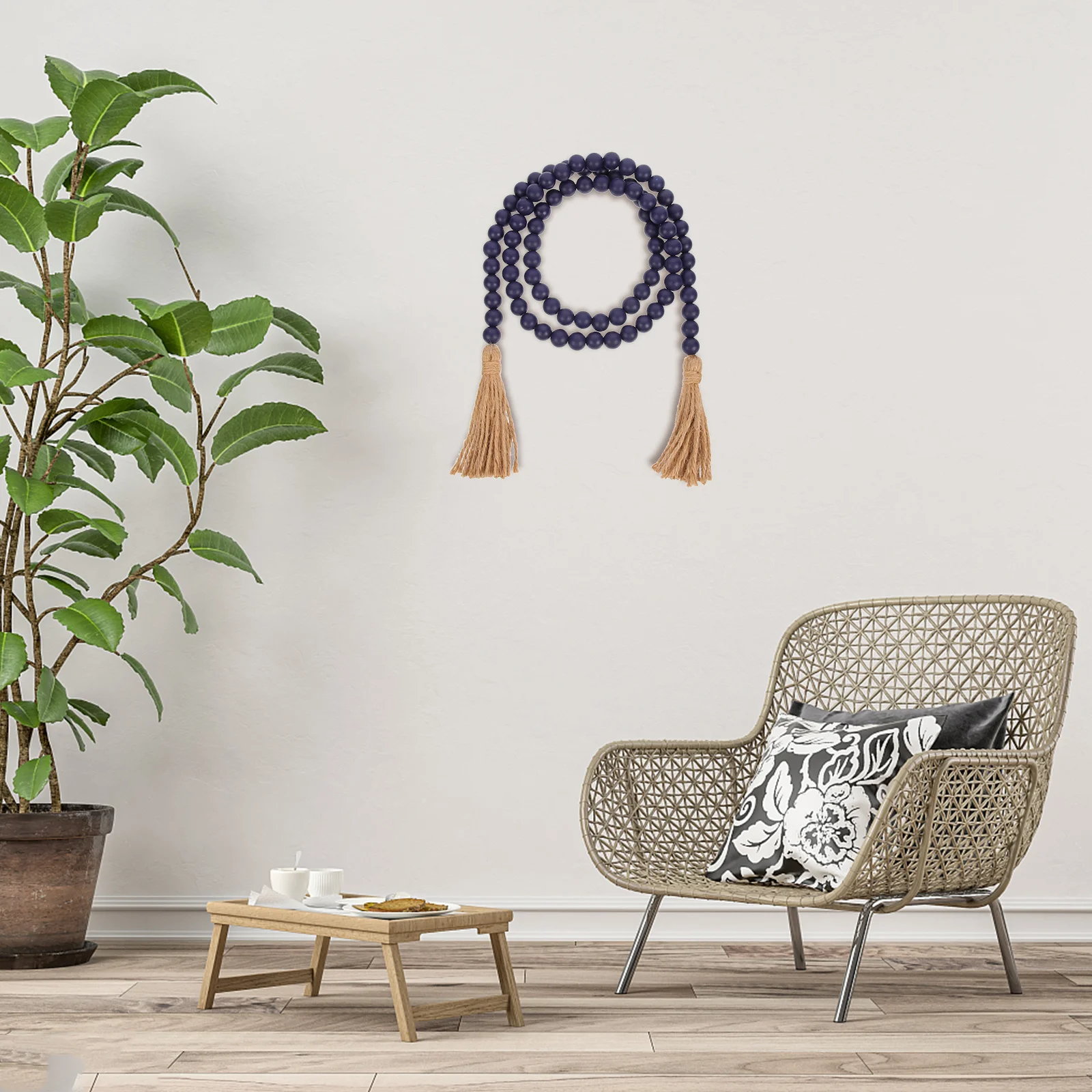 

Wood Bead Garland Tassel Decorative Hanging String Rustic Home Decor Wooden Beaded Pendant Party Wall Window Decoration