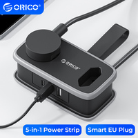 ORICO Travel Power Strip Smart EU Plug Multiple Socket 3.6FT Extension Cord 5 Port USB A Type C Charging Station Adaptador Stand