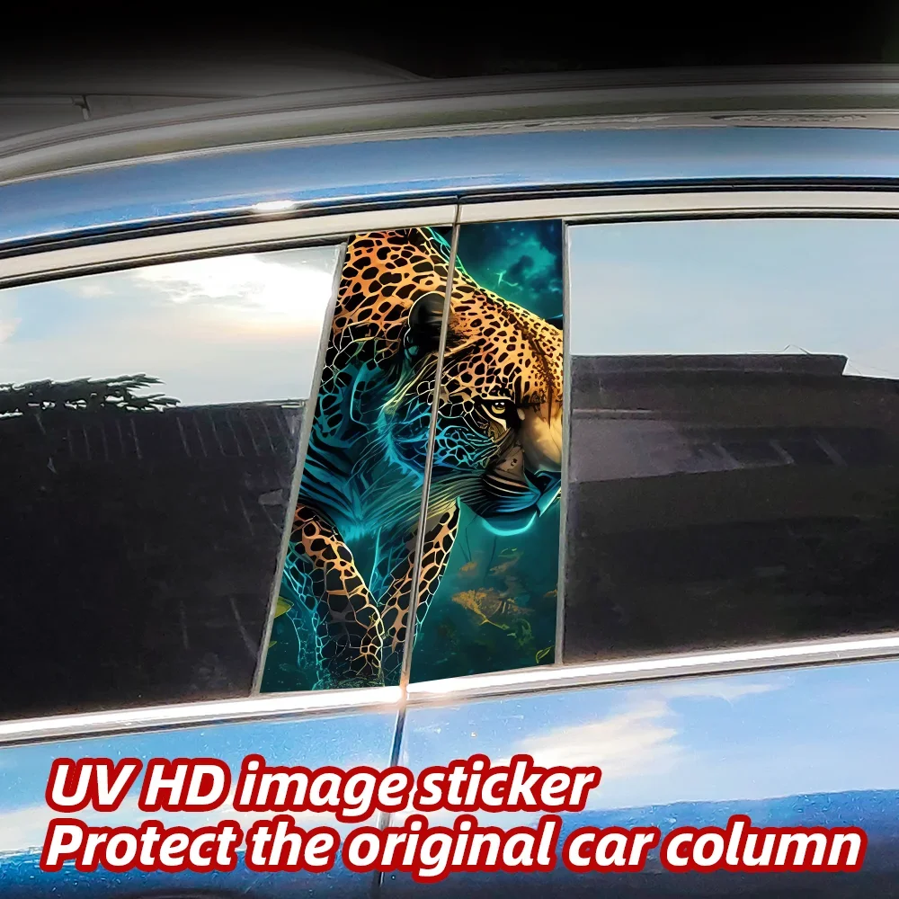 

Leopard Car Stickers Car B-pillar Decal Waterproof Stickers Auto Center Pillar Sticker Cover Scratches Vehicle Decor Accessories