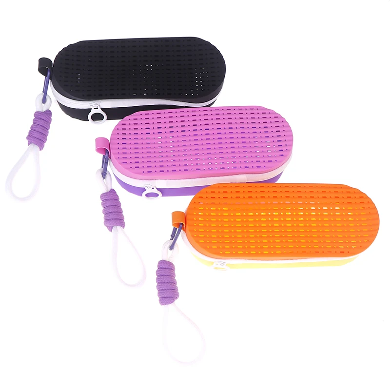 실리콘 수영 고글 케이스 수영 고글 보호 케이스 배수구 지퍼 선글라스 케이스 여성용 남성용 어린이 수영 선수