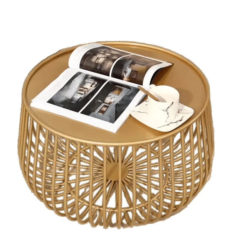

Nordic new Internet celebrity light luxury set, thickened pumpkin wrought iron simple coffee table, storage table