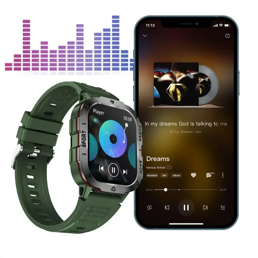 KM01 Smart Watch Men Bluetooth Calls 2.01-inch TFT Screen SMS Information Display Music Playback Outdoor Sports Smartwatch
