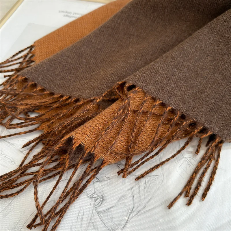 200*70cm Autumn Winter Women Designer Long Scarf 2024 Luxury Wraps Warm Fashion Vintage Solid Tassel Scarves Female Shawl Neck