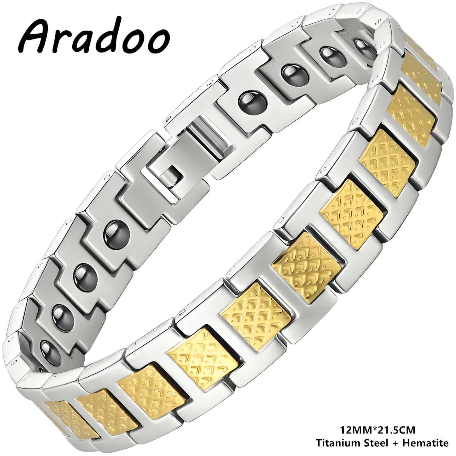 ARADOO Herren-Armband aus Titanstahl mit Krokodilmuster, Gliederkette, Premium-Business-Schmuck, Geschenk