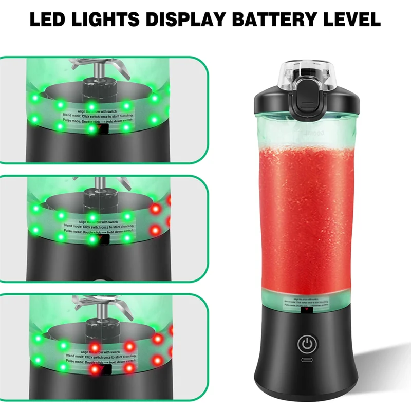 

B98A-Профессиональный мини-блендер, перезаряжаемый через USB, 600 мл, портативная электрическая соковыжималка, миксер для смузи, персональный фруктовый сок