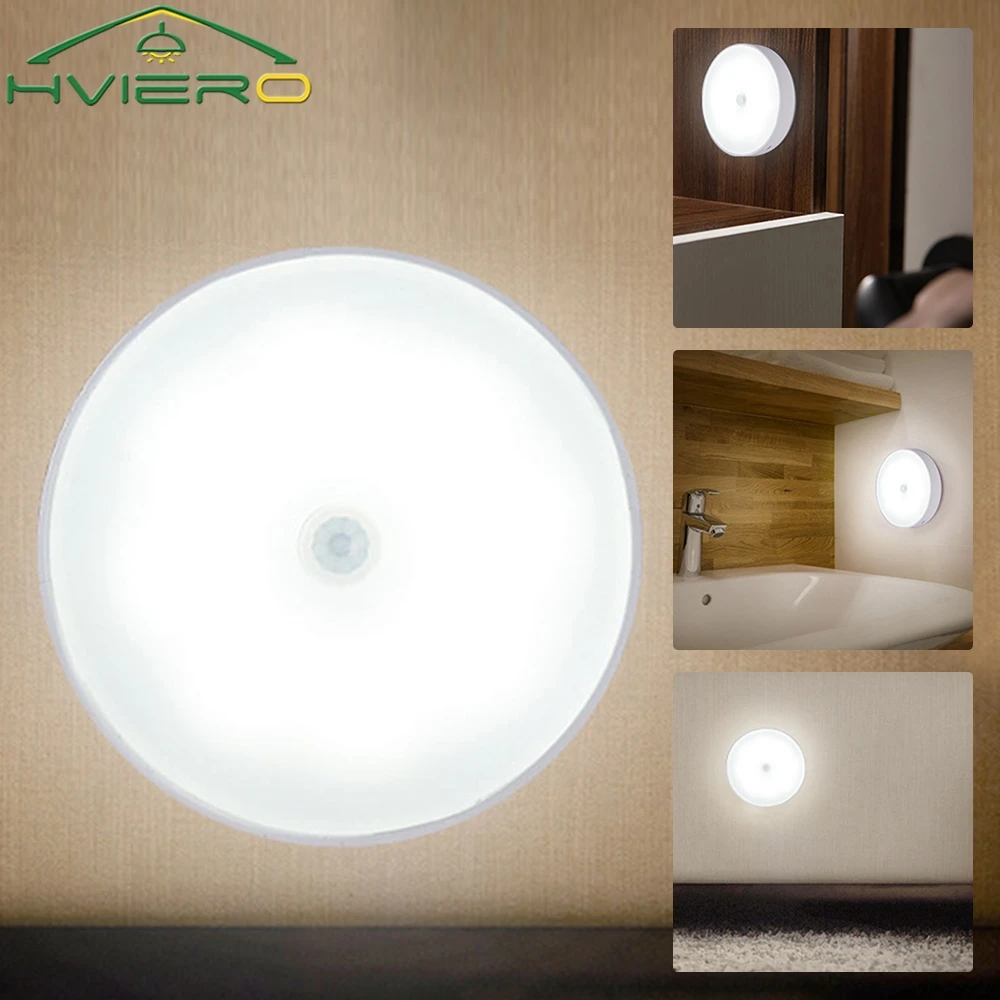 

Wireless Round Night Light Motion Sensor USB Charging Led Wall Lamp Bedroom Decoration Staircase Cabinet Wardrobe Lighting Bulbs