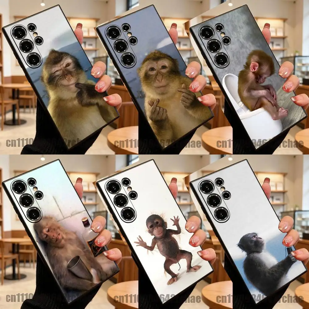 For Funny Monkey MEME Phone Case Samsung S23,S24,S26,S25,S22,S30,S21,Ultra,Plus,5G,Fe,Lite Soft Cover