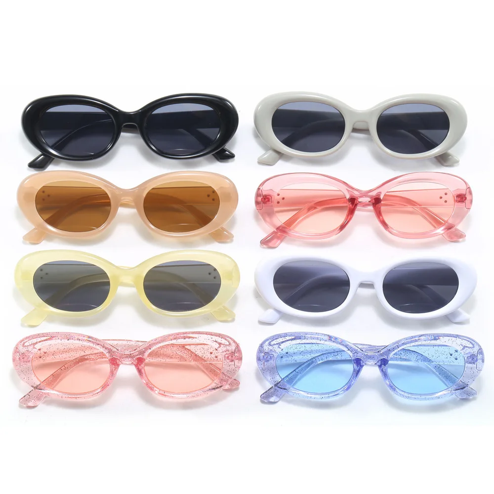 2025, Internet Celebrity Street Fashion, Glitzer-Sonnenschutz-Sonnenbrille, schwarz, oval, für Männer und Frauen, High-End-Ins-Stil,