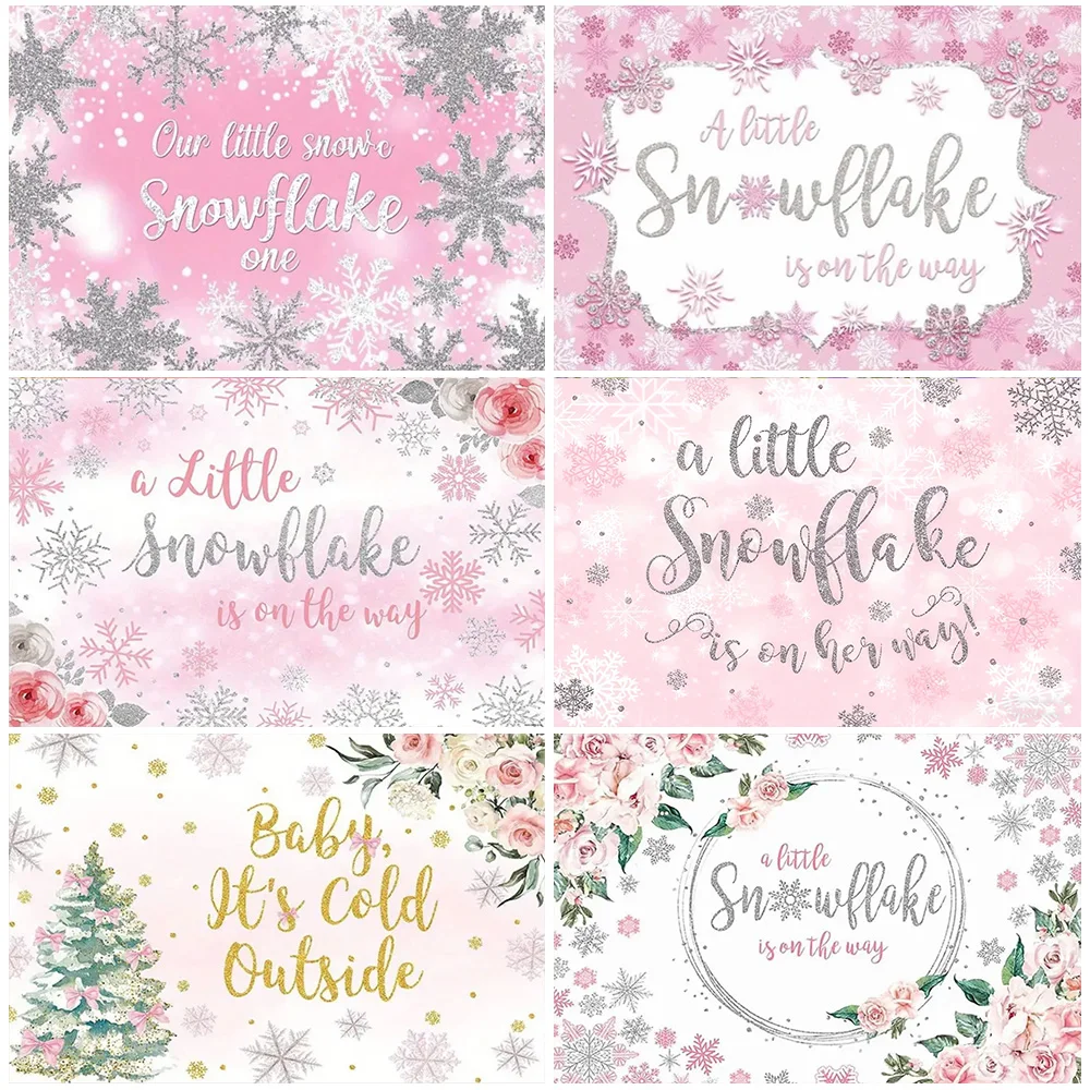 

Winter Snowflake And Rose Backdrop Newborn Baby First 1st Christmas Birthday Party Decorations Onederland Photography Background