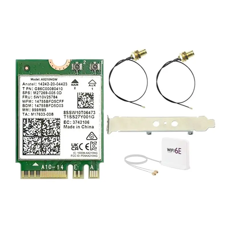 

Карта YSS-AX210NGW + магнитная антенна WIFI6E, трехдиапазонный Bluetooth 5.3 Wi-Fi адаптер 2.4G/5G/6ГГц, беспроводная сетевая карта 5374 Мбит/с