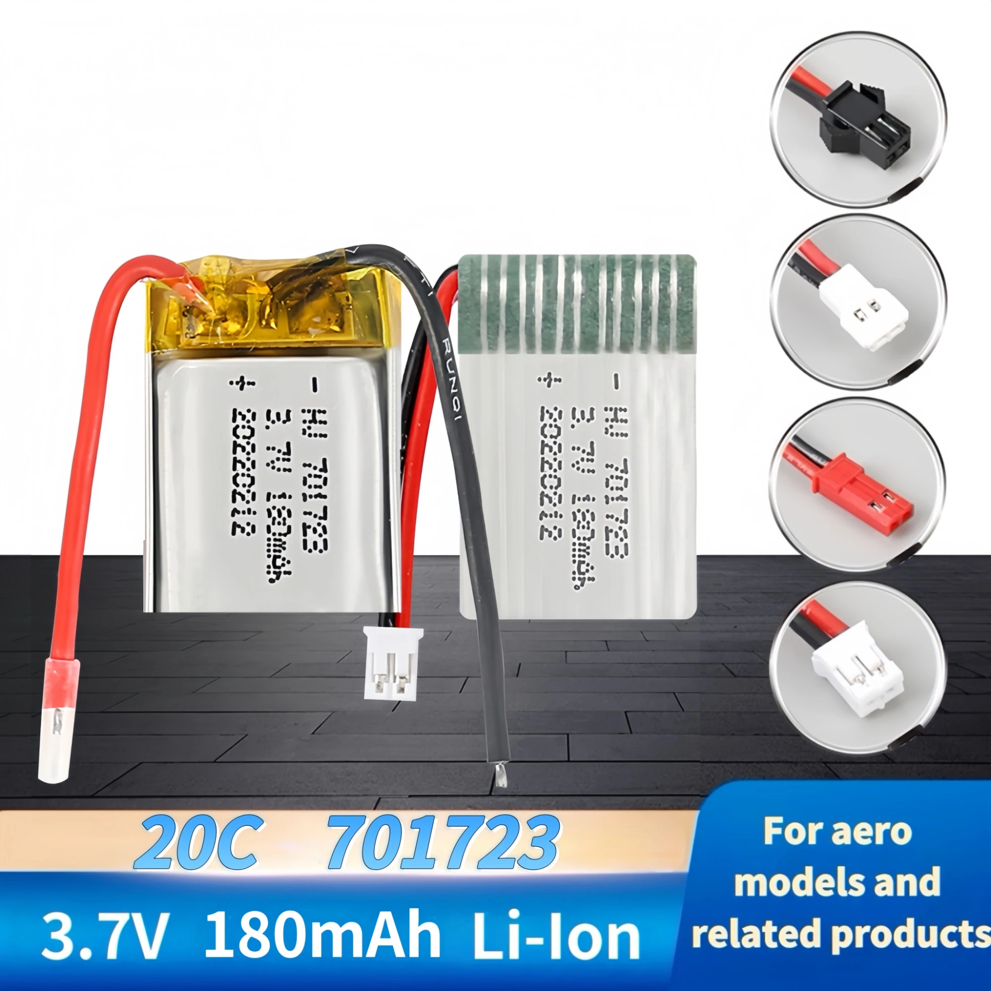 Аккумулятор 701723 3.7V 180mAh 20C LiPo с зарядным устройством USB для радиоуправляемых самолетов Syma S107G S109G S111G, дронов MJXRC X900 X901, радиоуправляемых лодок