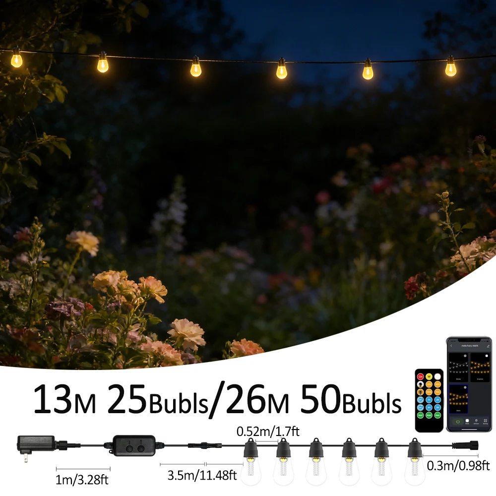 省エネ-s14-led-ストリングライト-リモコン付き-3-モード調光可能電球-ip65-防水-屋外ガーデンパーティー照明用