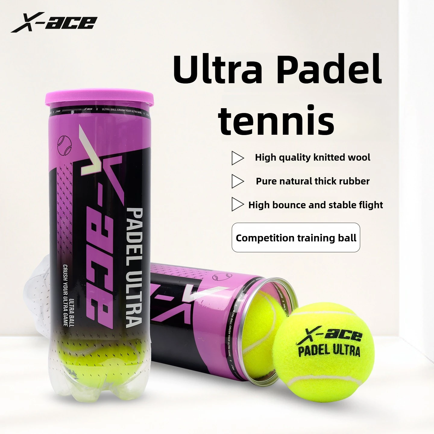 

X-ACE Padel Tennis Balls,Rubber Core,High Bounce and Durable,Professional Competition Balls PADEL ULTRA Tennis Balls