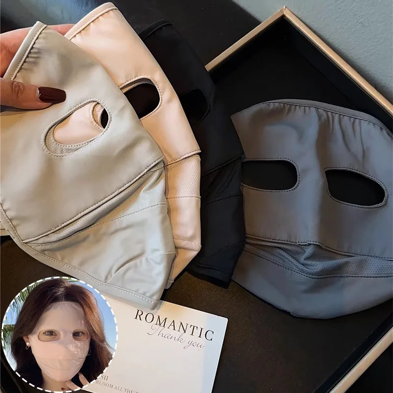 

2025 Summer Full-Face UV Face Mask Reusable Sun Protection Sunscreen Washable Soft Breathable Ice Silk Outdoor Mask Accessories