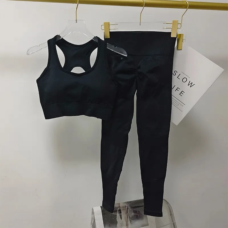 Sexy Rückendesign Fitness-BH für Frauen Pilates Stoßfester Lauf-Trainings-Top Sportliche Hosen Yoga-Outfit-Set – Detail 23