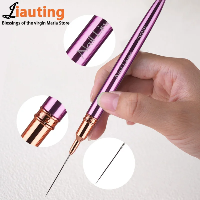 Nail Needle Tube Pulling Pen Purple Metal Pole Pull Special Pen Colorful Painting Pen Nail Hook Pen Nail Art Liner Brushes