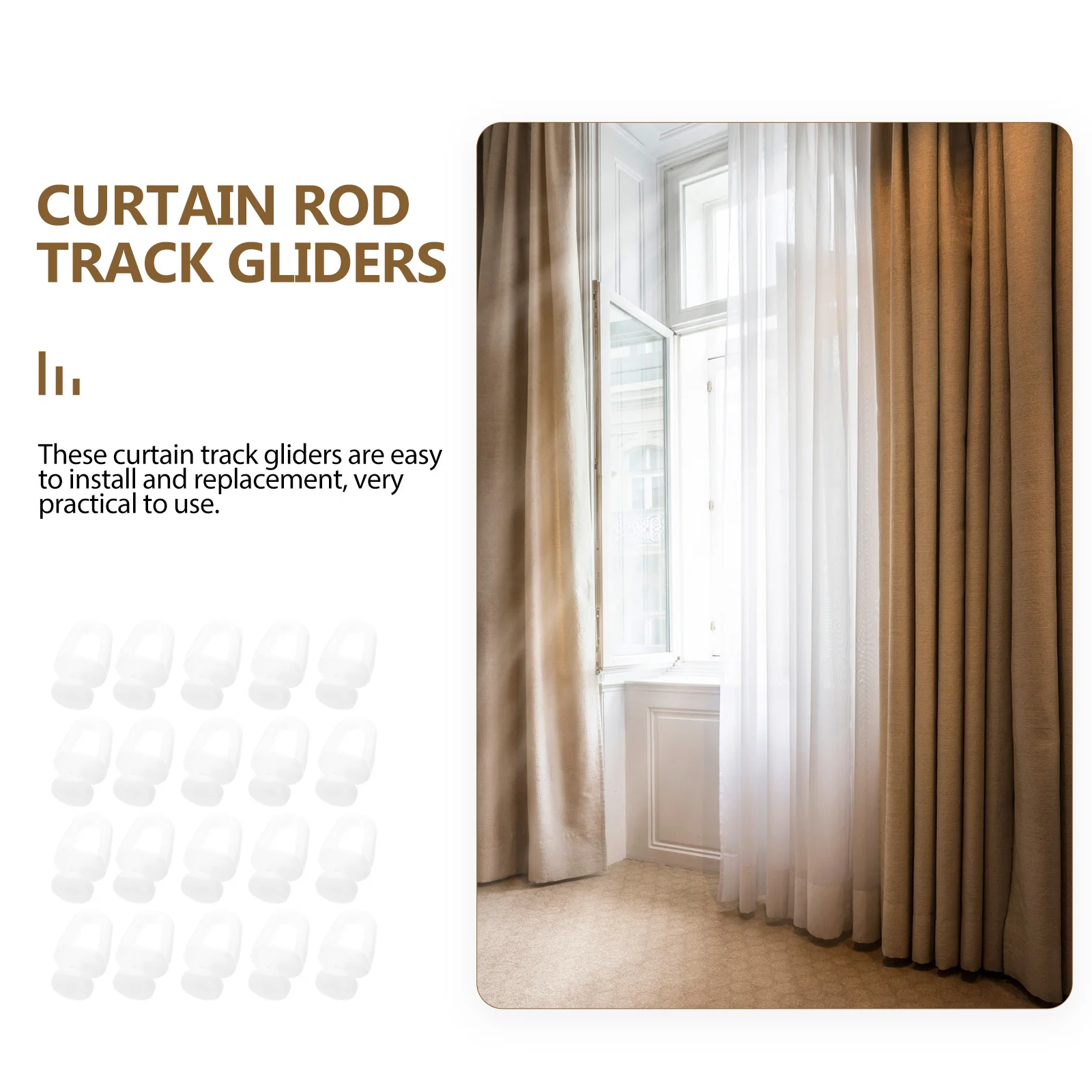 

200Pcs Curtain Track Rollers Silent Gliders Easy Install for Windows Closets Bedrooms Offices Curtain Glider