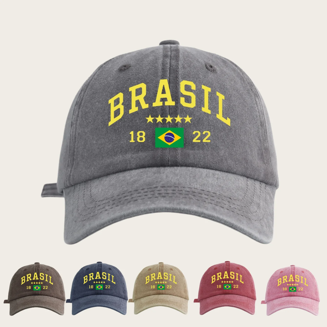 Boné de Beisebol Feminino com Estampa BRASIL, Estilo Retrô Minimalista, Casual, Macio e Ajustável, Perfeito para Viagens e Esportes