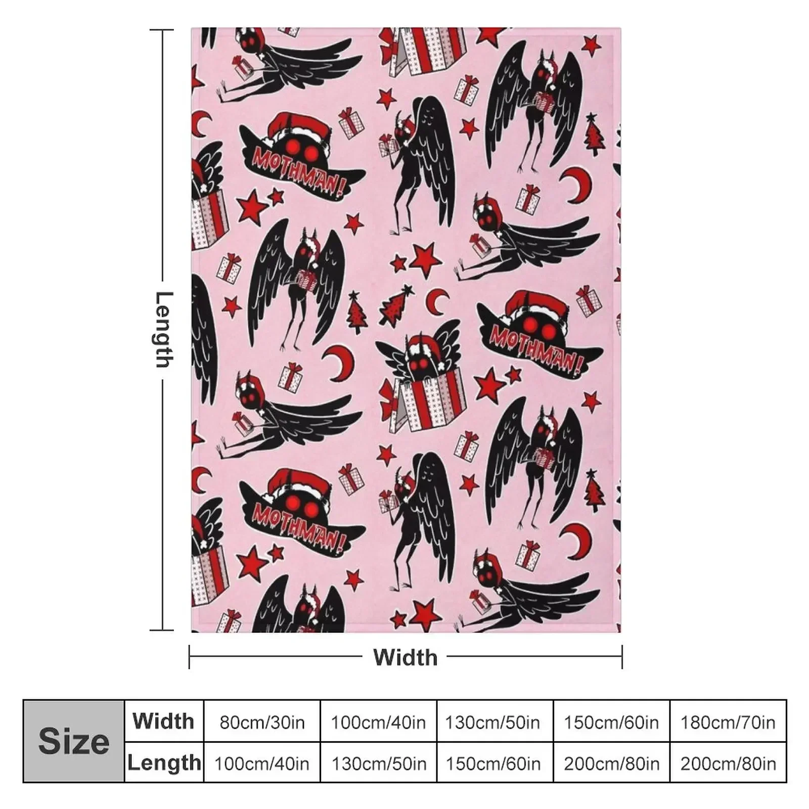 Cryptid Christmas Mothman Throw Blanket couch cozy soft plush fuzzy picnic outdoor blanket