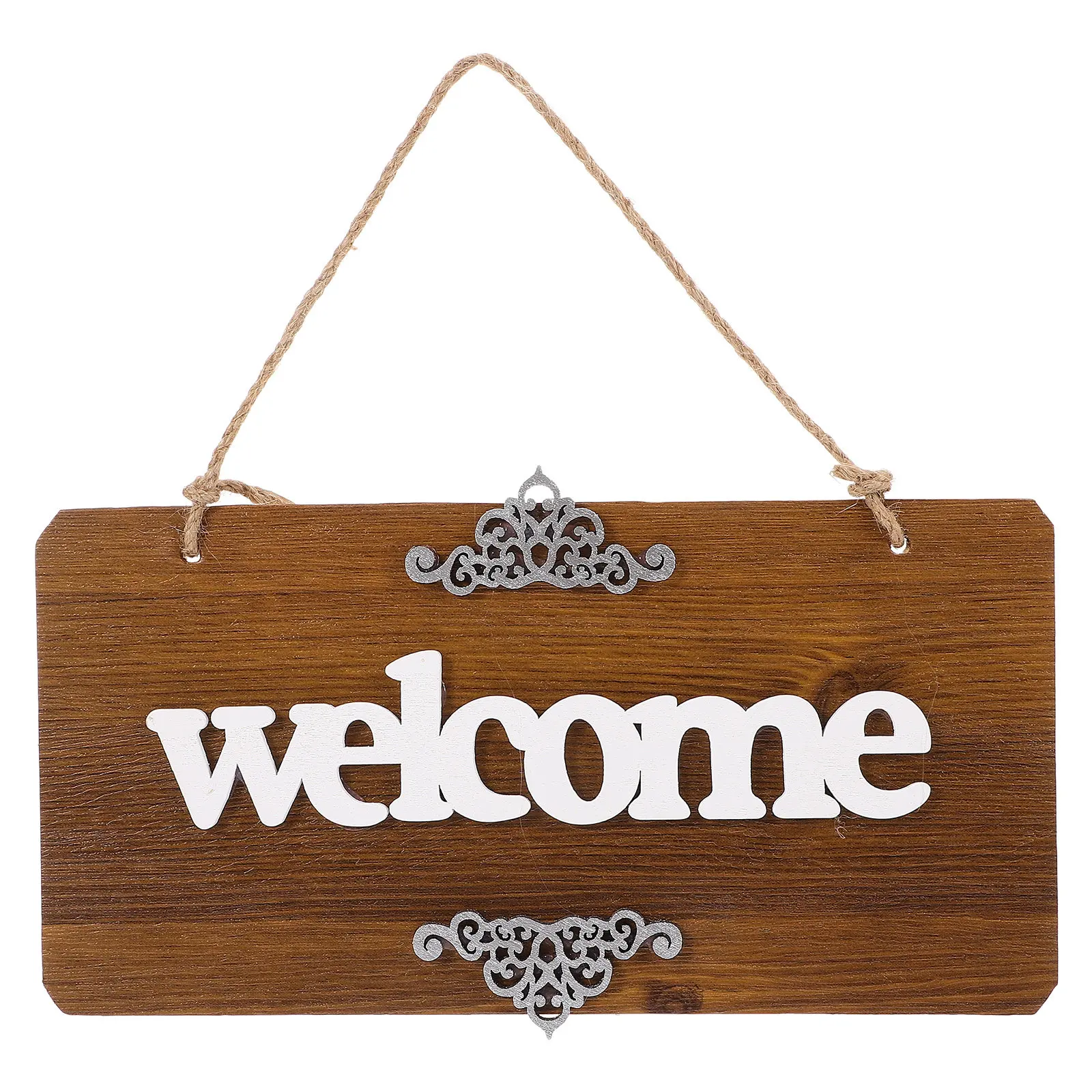 Rustic Wooden Welcome Sign Natural Wood Hanging Plaque Front Door Decorative Sign Wall Hanging Door Ornament Welcome Wood Signs