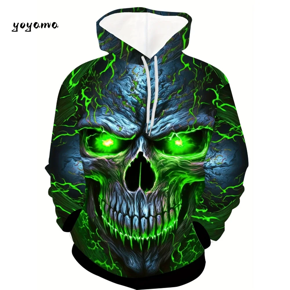 

Vintage Men's Sweatshirt 3D Skull Graphic Printed Casual Hoodie Autumn Spring Oversized Clothing Harajuku Long Sleeve Pullovers