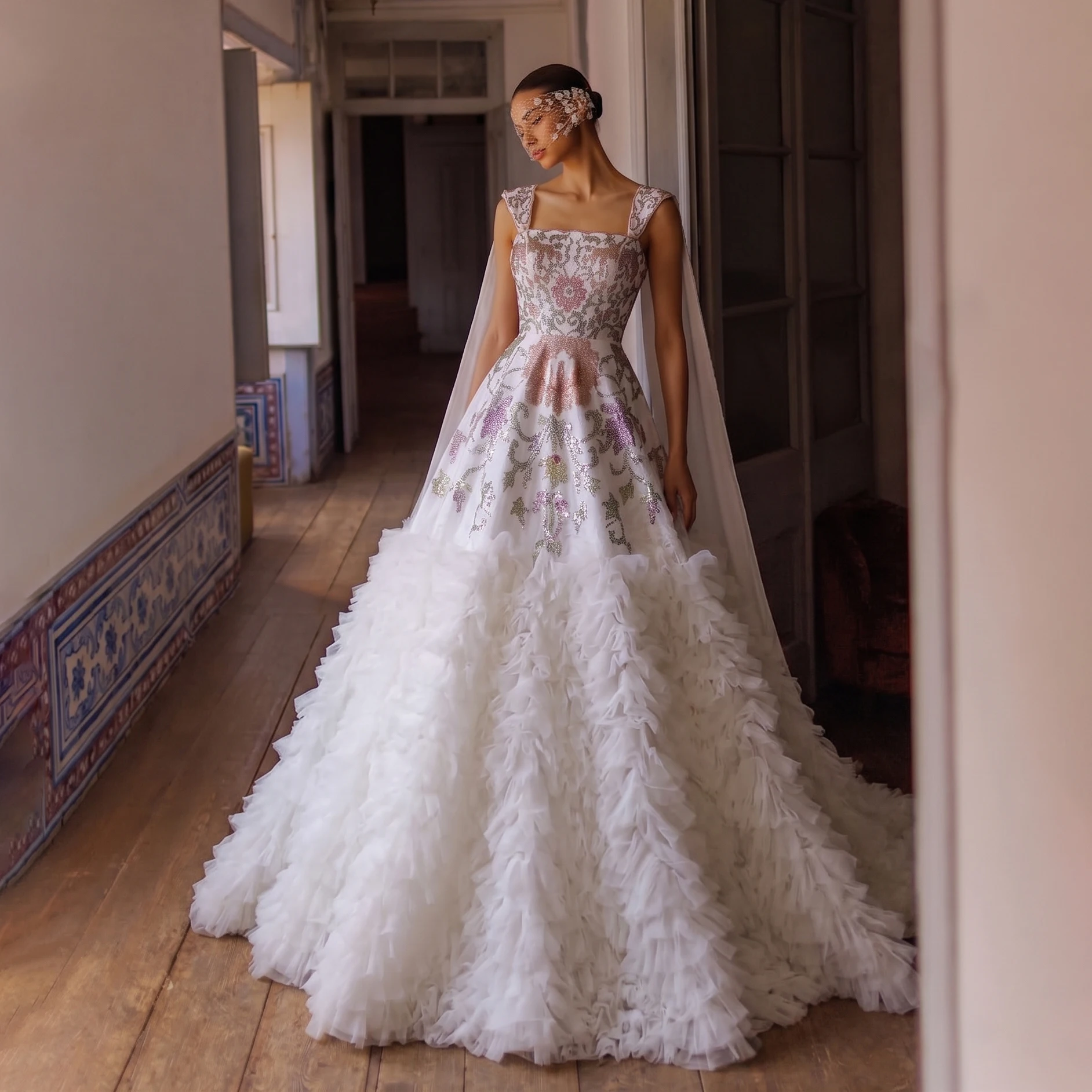 

Sharon Said Romantic Tiered Beade Crystals Wedding Dress 2026 Detachable Sweep Train Ball Princess Bride Gowns SW522 Customized