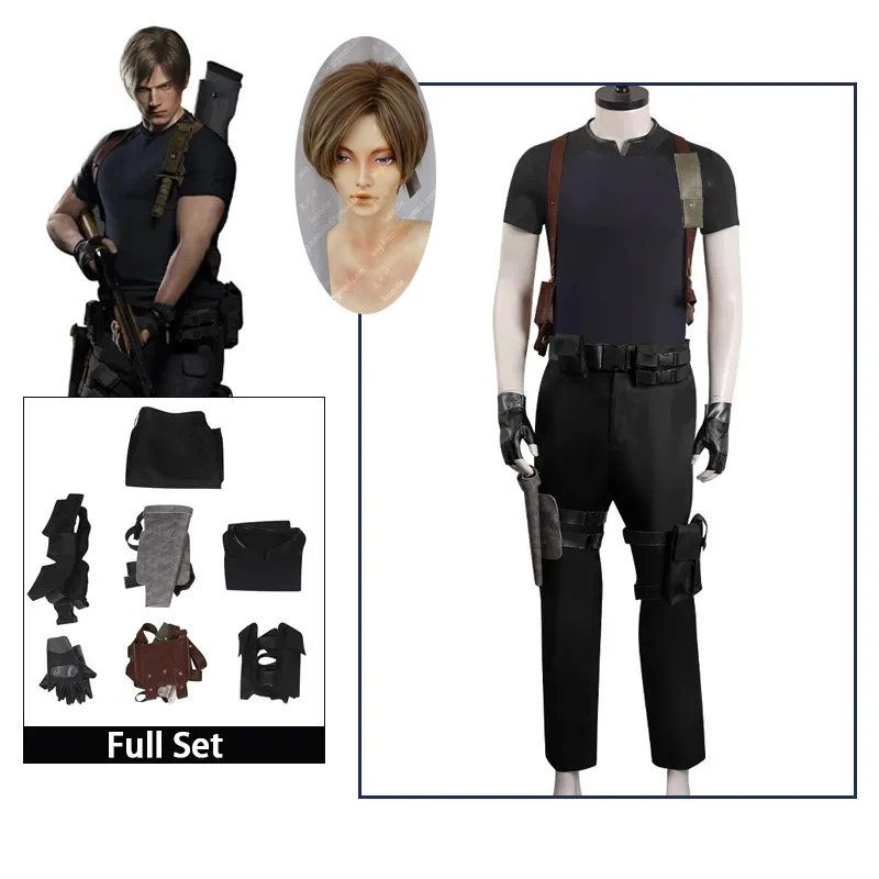 Cosplay Masculino, Uniforme de Personagem de Jogo, Roupas de Halloween, Trajes de Carnaval, Biohazard, Residente 4, Leon, Scott, Fãs