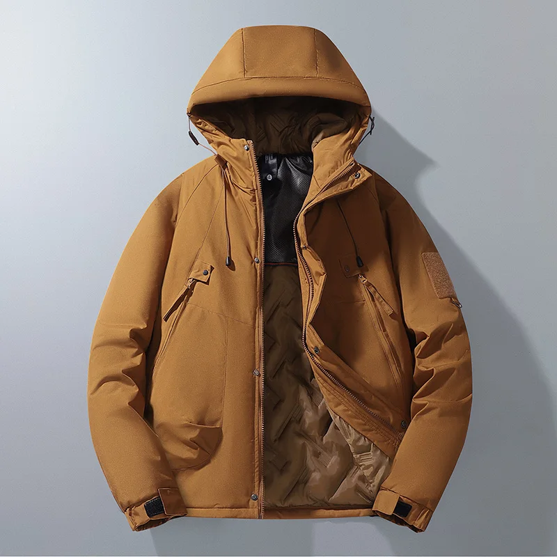 

New Fashion Men Hooded Winter Parkas Casual Down Jackets Quality Male Outdoor Windproof and Waterproof Thicker Travel Jackets 3X