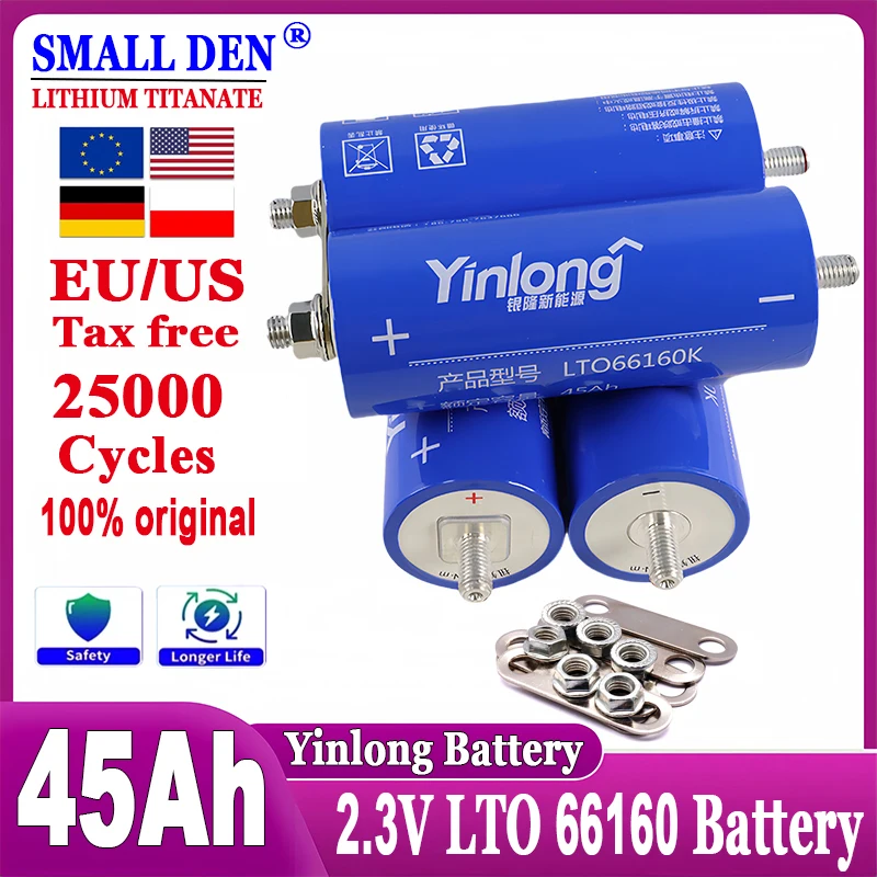 

Original Yinlong 2.3v 45ah lithium titanate battery LTo66160K 10C discharge DIY solar speaker car storage rechargeable battery