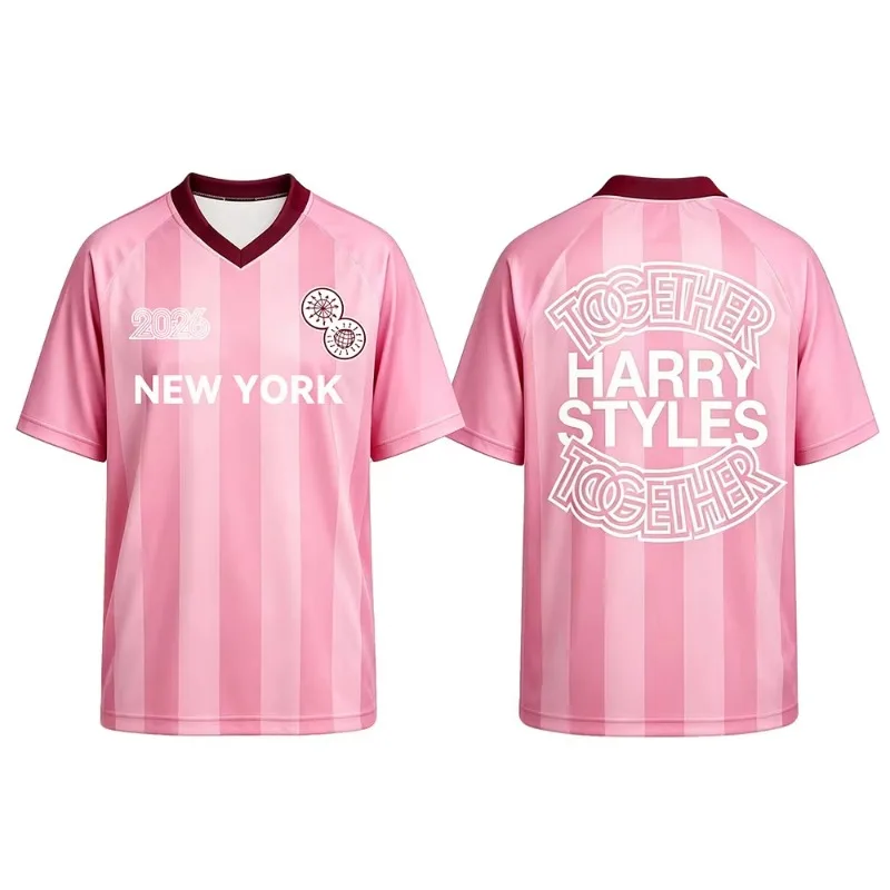 2026  Unisex Streetwear Together, Together Harrystyles Jersey Football Tee Summer Loose V-neck Male Casual Design Print Shirts
