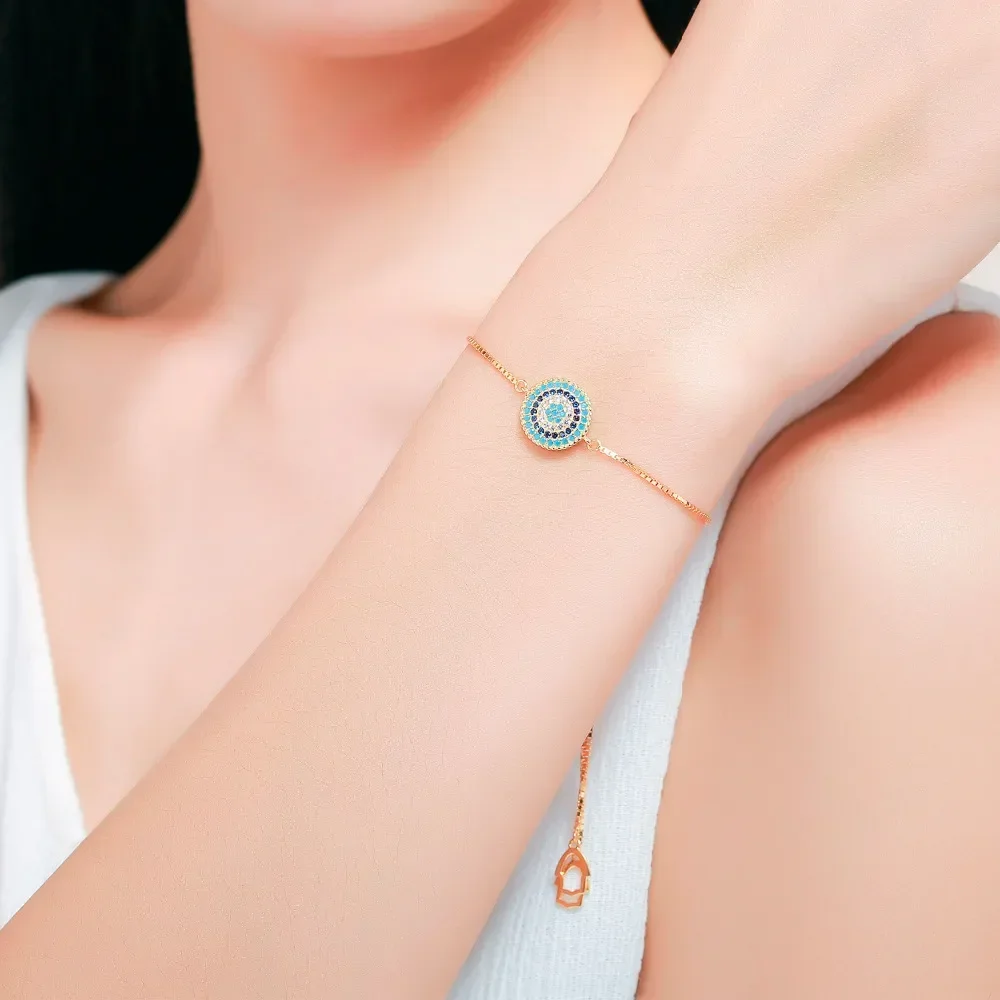 KALETINE 925 Sterling Silver Bracelet Paved Cubic Zirconia  Turkey Good Luck Hamsa Evil Eye Charm Bracelet Women Men Jewelry