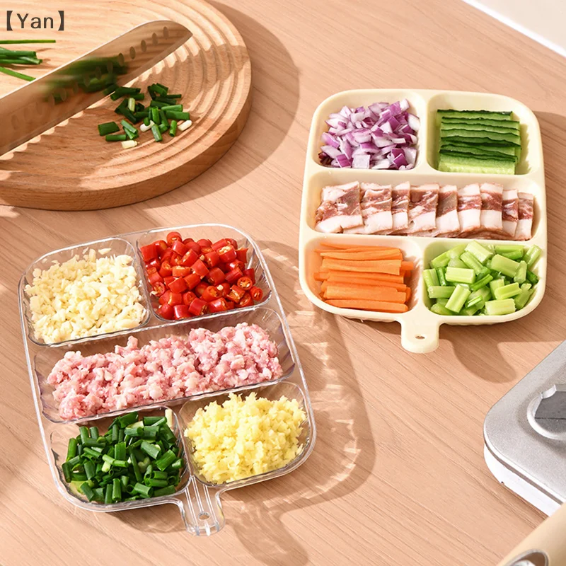 Kitchen Scallion Ginger Garlic Side Dish Compartmentalized Storage Tray 6 Grids Hot Pot Preparation Ingredients Divided Plate