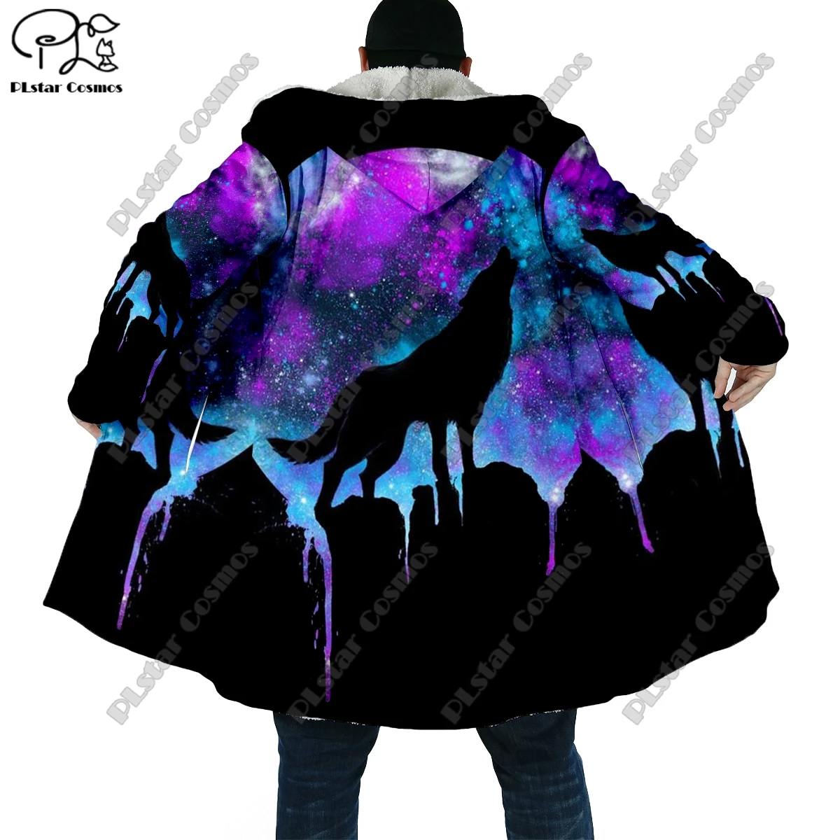 3d Printing Dier Thema Wolf Koning En Beer Pocket Cape Jas Nieuwste Casual Unieke Streetwear Unisex Winter Nieuwe Aankomst Dw-1