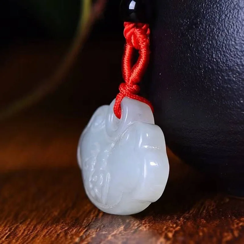 Factory Hetian White of Good Wishes Jade Lock Pendant