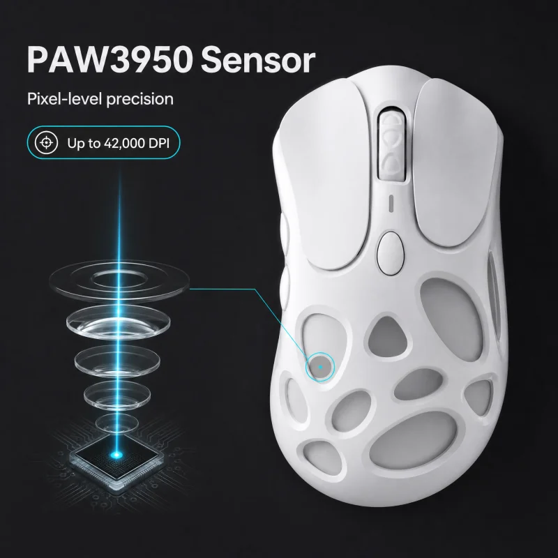 NEW Akko Mesh Wireless 8K Polling Rate Gaming Mouse PAW3950 Sensor 42000 DPI 90g Adjustable Long Battery Life Esports Mouse