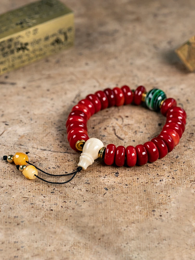 

Natural Blood Bone Bracelet DIY Ethnic Style women's men's Bracelet Fidelity Bone Buddhist Beads Tibetan Style